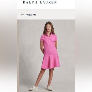New Ralph Lauren Girls' Pink Polo stretch mesh Dress size XL